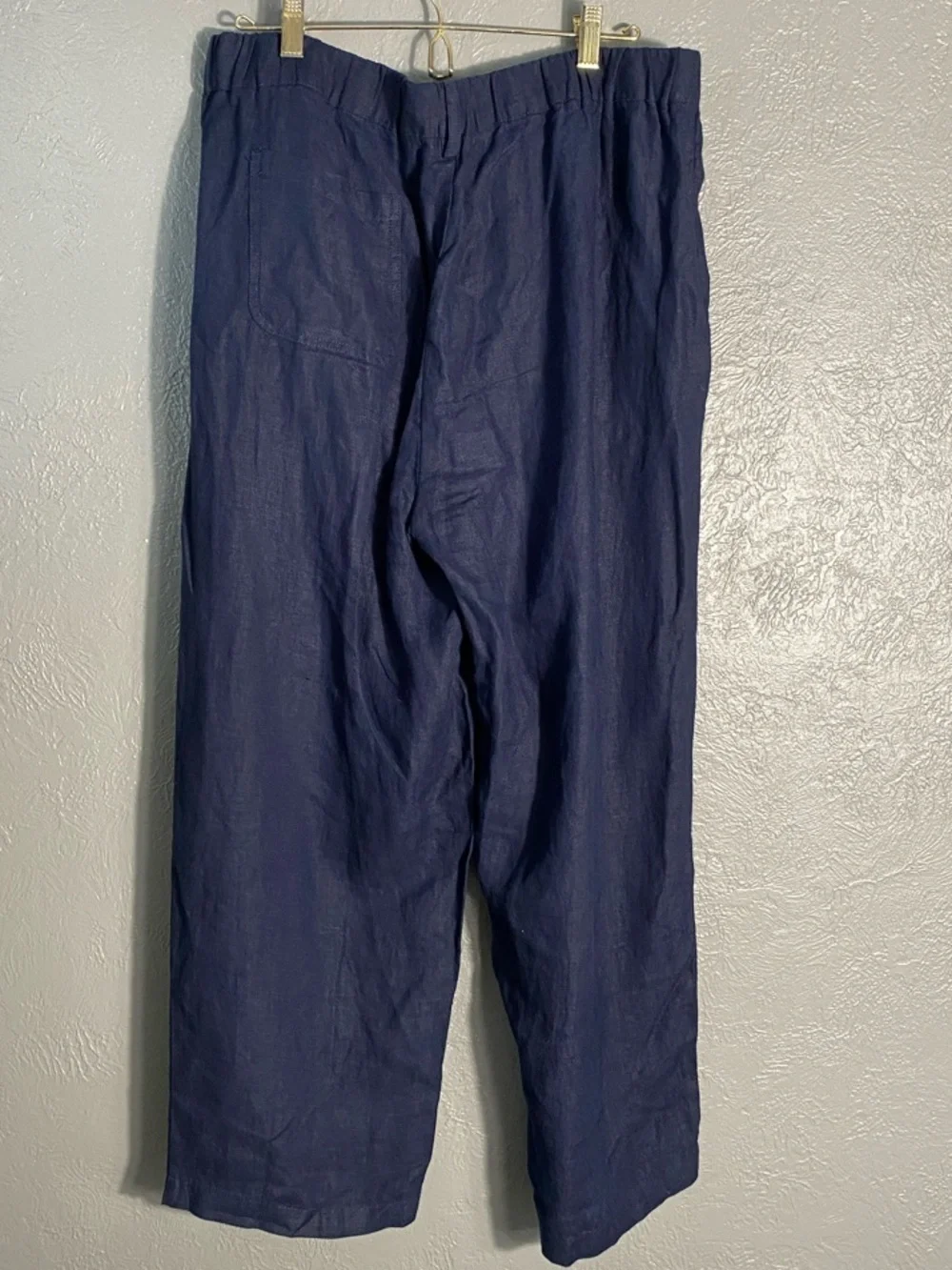 Quince 100% European Linen Wide Leg Pants Deep Navy Pull On Large - Picture 5 of 7